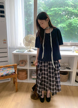 26SS★ [BAONHAUS] Chemini Check Unbalance Long Skirt