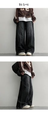 [3 Tier Length] [S–3×L] Benfall Slit Side Snap Wide Denim Pants (4 colors)