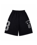 ナンバリング パッチ バミューダ スウェットパンツ -ブラック