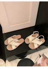Cross Weave Open-Toe Strap Sandals