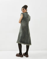 Ruffled Line Up Denim Dress