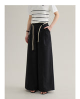 High-waisted straight wide slacks