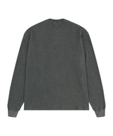 Cross Waffle Henley Neck Long Sleeve - Charcoal