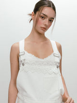 FLOWER LACE OVERALL / BLACK