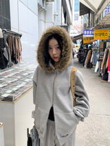 ソフトファー ジップアップ フーディー