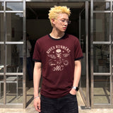 エッセンシャルスタンダード半袖リンガーTシャツ モーターサイクル バーガンディ