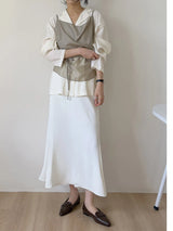 Dion Pintuck Mermaid Long Skirt