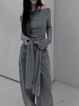 chio off-shoulder strap knit (3color)