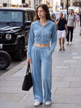 HORIZON RING VELVET PANTS [SKY BLUE]