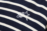 Striped Crop Hood Zipup (Navy)