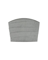 DRAPE DENIM BUSTIER TOP-GRAY