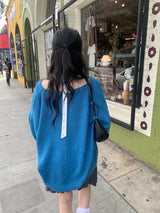 Moa v-neck knit_blue