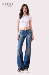 Roy Blue Dist Semi-Long Denim Pants
