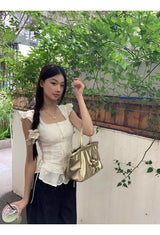 ラブリー半袖フリルノースリーブブラウス