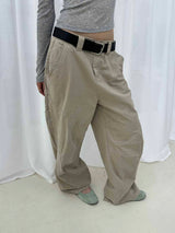 Sand dyeing curved cotton pants(3color)