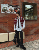 [wool21%] sway multi-stripe cardigan