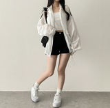 Shelly Gauze Two-Line High-Neck Zip-Up Jumper