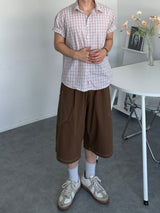Diagonal Pocket Stitch Bermuda Pants