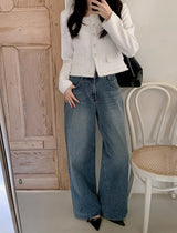 Daily Washing Cotton100 Wide Denim Pants