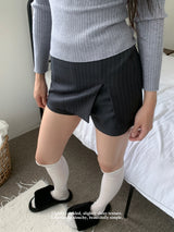 スレートピンストライプチームミニスカートパンツ (2 colors)
