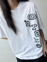 Roll Letter Tattoo Print One-Side T-Shirt 5color