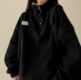 Sung high neck color scheme snap tab fleece anorak sweatshirt