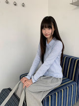 Moonta Stripe Frill Collar Long Sleeve Tee