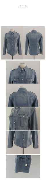 ROAD POCKET DENIM SHIRTS & MINI SKIRT SET WITH BELT