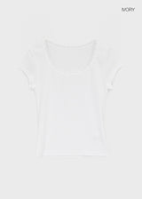 [MADE] Cozetti Lace U-Neck Short Sleeve Top