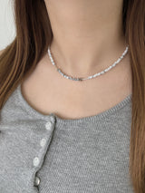 pebble silver bar necklace