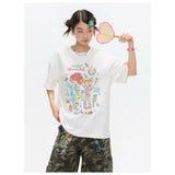 BETWEENAND x sunonebird プリントラウンドネック半袖Tシャツ