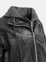 Marlene Leather Mix Hoodie Jacket