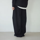 stripe curved wide slacks