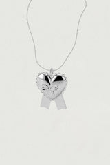 [925SILVER] ADORN HEART RIBBON NECKLACE