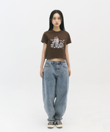 ファーエバーフレンドクロップ T シャツ (ブラウン)