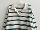 Cog color Dangara collar long sleeve tee 