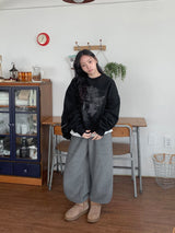[unisex] サンべウオーバープリンティングブラッシュドスウェットシャツ