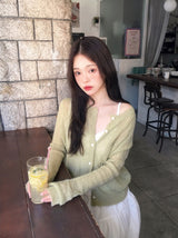 ツイストスリムラウンドモヘアウールカーディガン (3color)