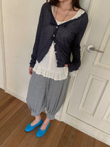 [BAONHAUS] Hironen Button Frill Layered Sleeveless
