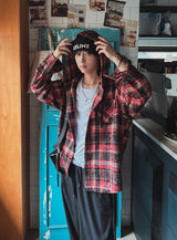 Allen crack check hood shirt