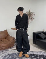 レペルバックストラップデニムパンツ