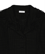 Tassel Collar Knit Cardigan / Black