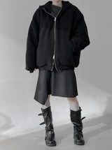 (unisex) オーバーフィットパディットフードジップアップ
