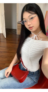 Star frill lace off-shoulder tee