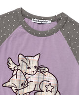 Wエンジェルキャッツラグラン半袖Tシャツ パープル(CV2FMFT546A)