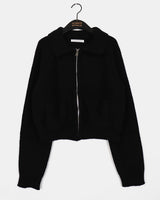 Duon Raglan pocket collar knit zip-up