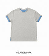 ロベン カラーマッチング ロールアップ ショートスリーブ Tシャツ