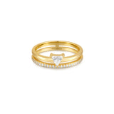 Double White Triangle 925 Silver + 14k gold plating Ring R059-04G