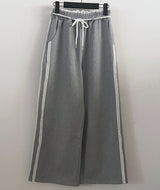 Selly Elastic Waist Lace-Trim Sweatpants Long Pants (2 Colors)