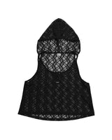 ethnic lace hoodie sleeveless / black
